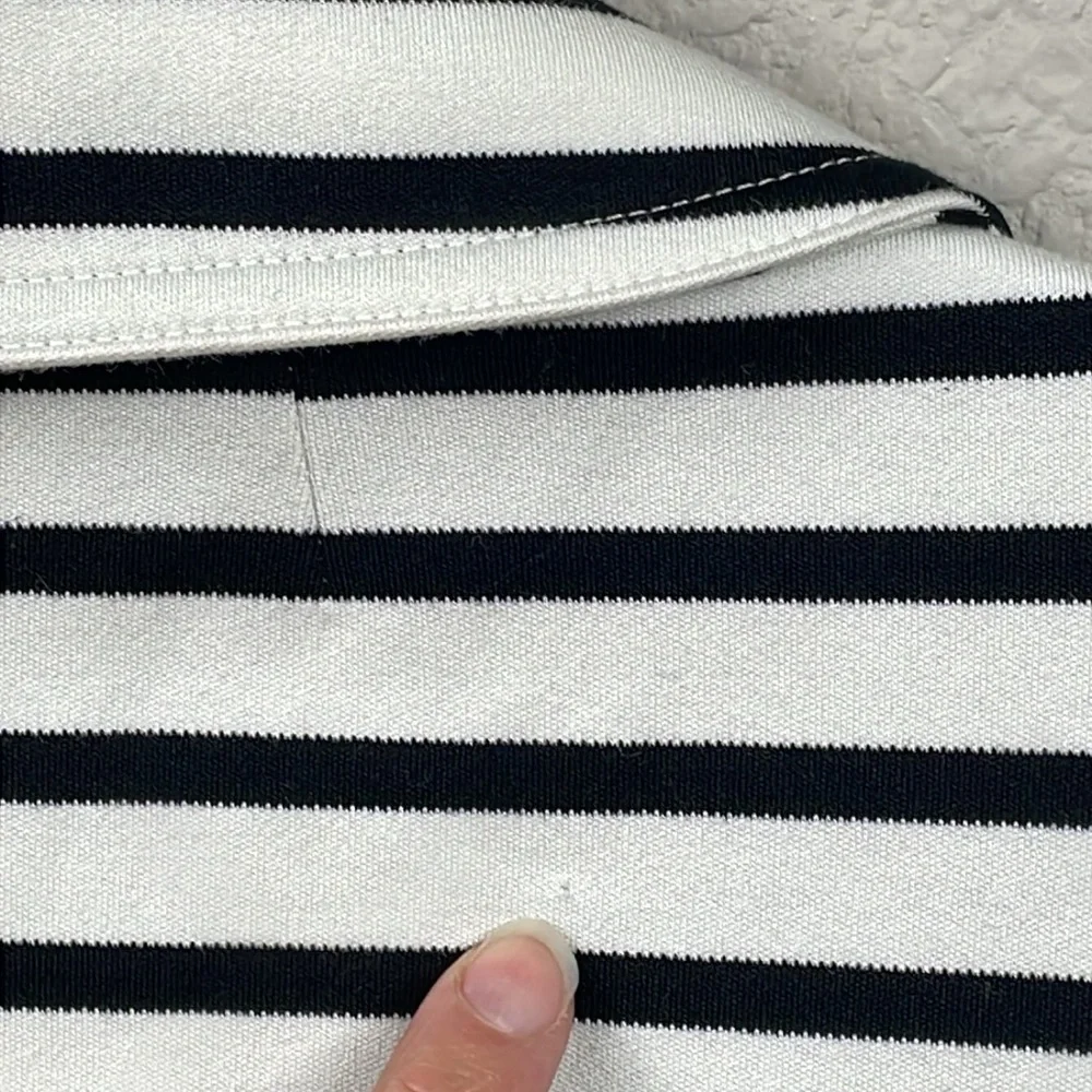 Kate Spade Nautical Striped Bow Jacket Crop Double Breasted Black White Sz M